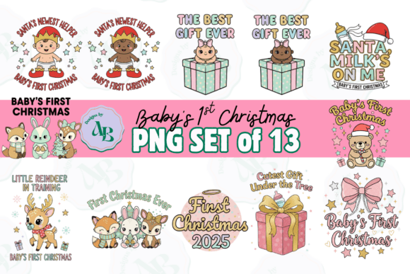Baby s 1st Christmas PNG Design Set for Illustrations