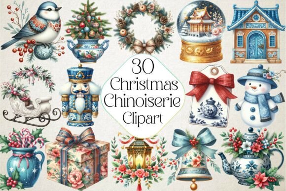 Babys 1st Christmas Festive Clipart in Illustrations