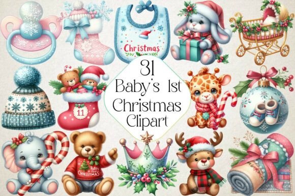 Baby’s 1st Christmas Festive Clipart Review for Digital Sellers