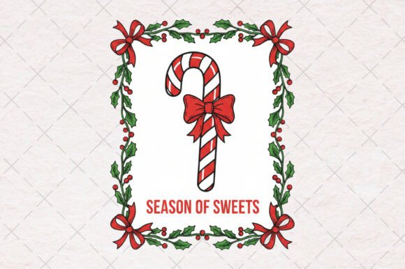 Christmas Candy Cane Hand-Drawn Frame: Illustrations for Branding