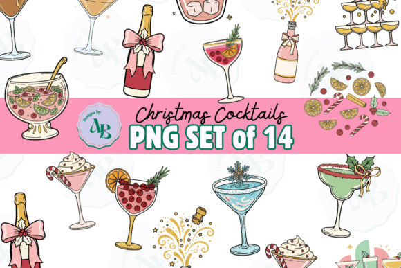 Christmas Cocktails Clip Art Set for Illustrations