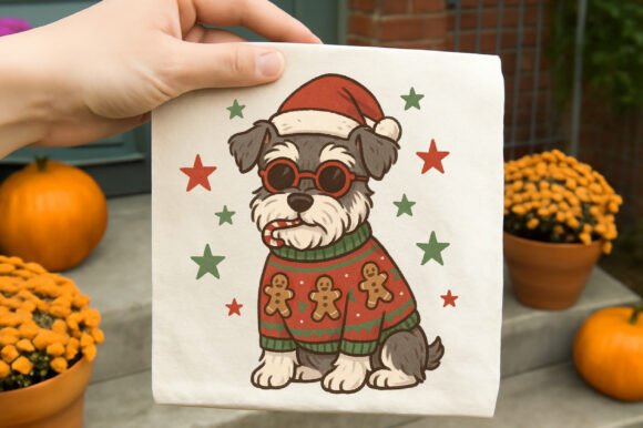 Christmas Dog Lover Cute Schnauzer Png Illustrations