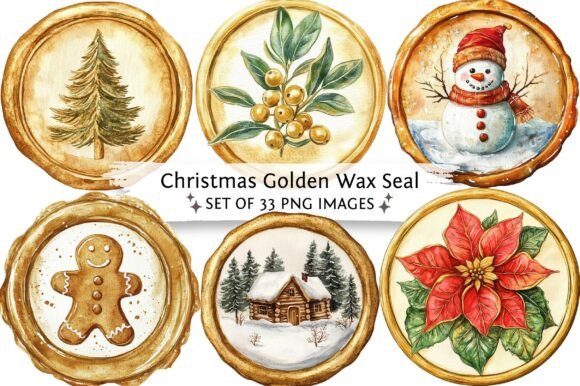 Christmas Golden Wax Seal Sublimation