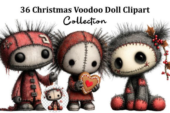 Christmas Voodoo Doll Clipart for Brand Illustrations