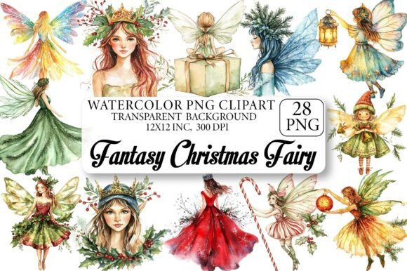 Fantasy Christmas Fairy Clipart for Seasonal Illustrations
