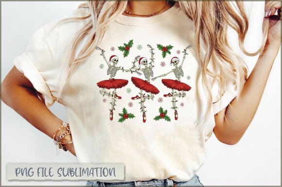 Funny Ballerina Christmas Skeleton PNG Review for Illustrations
