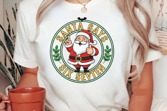 Funny Santa Says Six Seven Christmas Png in Illustrations