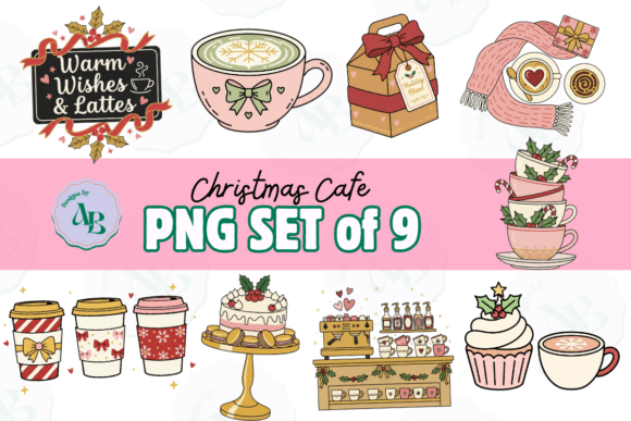 Holiday Christmas Coffee Cafe Clip Art and Illustrations