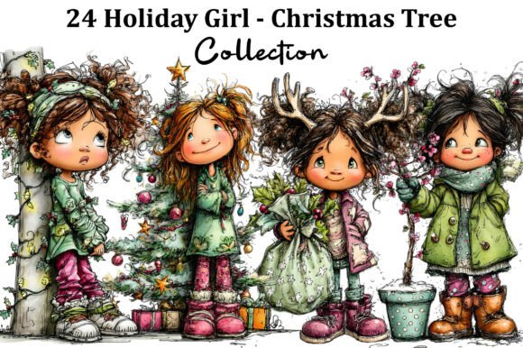Holiday Girl - Christmas Tree Clipart Illustrations Review