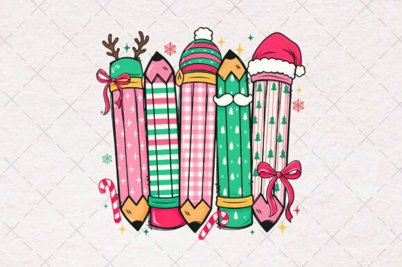 Preppy Floral Christmas Teacher PNG