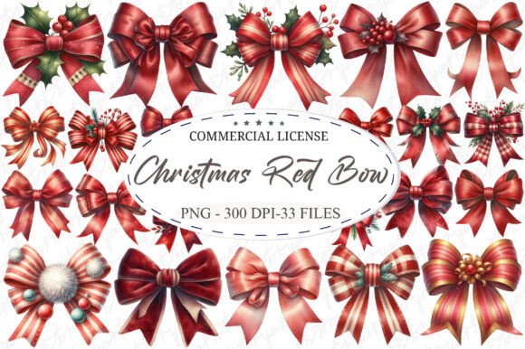Vintage Christmas Red Bow Bundle: A Seller’s Review of This Illustrations Asset
