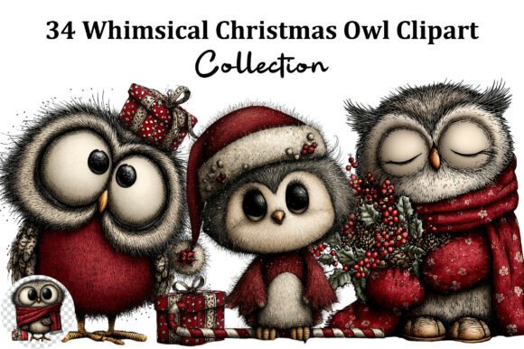 Whimsical Christmas Owl Clipart Review